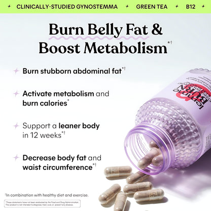 Lemme Burn - Metabolism, Belly Fat Burning + AMPK Activating Supplement for Men & Women w/Clinically Studied Actiponin Gynostemma, Green Tea Extract, Vitamins B6 & B12 - Gluten Free, 60 Count